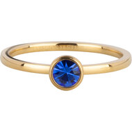 Charmin&#039;s Goudkleurige Ring Birthstone September Donkerblauwe Kristal Staal Iconic Vintage R1604
