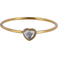 Charmin&#039;s Goudkleurige Ring met Wit Kristallen Hartsteentje Staal R1574 &ndash; Birthstone April