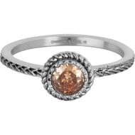 Charmin&#039;s Ring Birthstone November Bruine Champagne Kristal Staal Iconic Vintage R1532