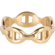 Charmin&rsquo;s Goudkleurige Ring Marine of Gucci Schakel Staal R1395