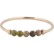 Charmin&#039;s Anxiety Ring NaturalStones Unakiet Beads Goudkleurig R1339