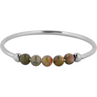 Charmin&#039;s Anxiety Ring NaturalStones Unakiet Beads Staal R1338