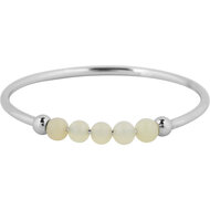 Charmin&#039;s Anxiety Ring NaturalStones Citroen Jade Beads Staal R1336