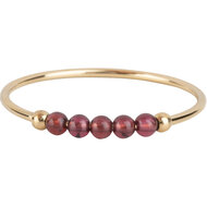 Charmin&#039;s Anxiety Ring NaturalStones Granaat Beads Goudkleurig R1321