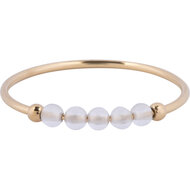 Charmin&#039;s Anxiety Ring NaturalStones Kristal Beads Goudkleurig R1319