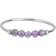 Charmin&#039;s Anxiety Ring NaturalStones Amethist Beads Staal R1313