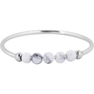 Charmin&#039;s Anxiety Ring Witte Howliet Edelsteen Kraaltjes Steel Palm R1317