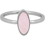 Charmin&#039;s Oval Signet Ring with Oval Rose Quartz Gemstone Steel R1279