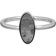 Charmin&#039;s Oval Signet Ring with Oval Coral Fossil Gemstone Steel R1275