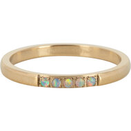 Charmin&rsquo;s Memoire Ring R1136 5 Steentjes Wit-Blauwige Opaal Goud