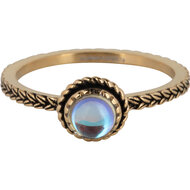 Charmin&#039;s Goudkleurige Ring Birthstone Juni Maansteen Kristal Staal Iconic Vintage R1102