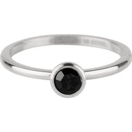 Charmin&#039;s Staal Ring Birthstone Juli Zwart Kristal Onyx Edelstaal Iconic R1020
