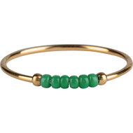 Anxiety Ring Palm Green Beads Goldplated R987/KR124 
