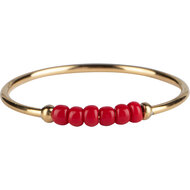 Anxiety Ring Palm Red Beads Goldplated R979/KR119 