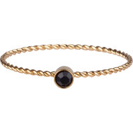 Charmin&#039;s Goudkleurig Gedraaide Birthstone Ring Zwarte Cristal R949