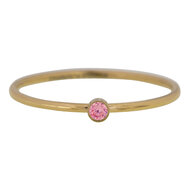 Charmin&#039;s Birthstone Ring Juli Fuchsia Pink Stone Goldplated R791/KR82
