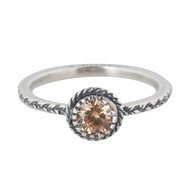 Zilveren Ring R288 Champagne Diamond Crown
