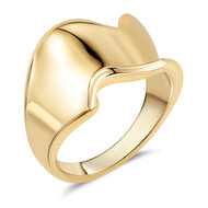 Charmin's Goudkleurige Chunky Ring met Gedraaide Golf Staal R1799 &ndash; Dynamisch en Stijlvol