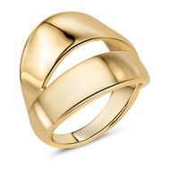 Charmin's Goudkleurige Chunky Ring met Dubbele Linten Staal R1798 &ndash; Speels en Stijlvol