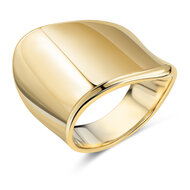Charmin's Goudkleurige Chunky Ring met Diagonale Vorm Staal R1791 &ndash; Modern en Edgy