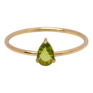 Charmin's Goudkleurige Ring met Druppelvormig Licht Groen Kristal Steentje R1750 &ndash; Naturel Design 
