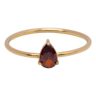 Charmins goldfarbener Ring mit tropfenf&ouml;rmigem rubinrotem Kristallstein R1746 &ndash; Passionate Red