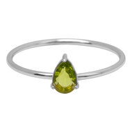 Charmin's Stalen Ring met Druppelvormig Licht Groen Kristal Steentje R1740 &ndash; Natuurlijke Touch  