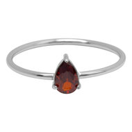 Charmin's Stalen Ring met Druppelvormig Ruby Rood Kristal Steentje R1736 &ndash; Krachtige Glamour 