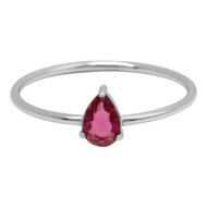 Charmin's Stalen Ring met Druppelvormig Roze Kristal Steentje R1735 &ndash; Liefdevolle Look 
