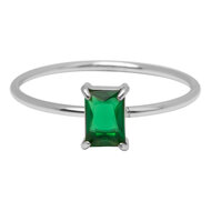 Charmin's Stalen Ring Rechthoekig Donkergroen Steentje R1721 &ndash; Groene Glamour 