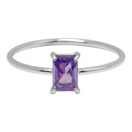 Charmin's Stalen Ring Rechthoekig Lila Steentje R1717 &ndash; Speelse Pastel 