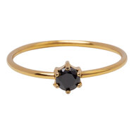 Charmin's Goudkleurige Ring Rond Zwart Steentje Crystal R1712 &ndash; Grafisch Statement