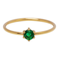 Charmin's Goudkleurige Ring Rond Donkergroen Steentje Crystal R1711 &ndash; Diepgroen Detail