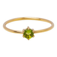 Charmin's Goudkleurige Ring Rond Lichtgroen Steentje Crystal R1710 &ndash; Frisse Glimlach