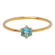Charmin's Goudkleurige Ring Rond Lichtblauw Steentje Crystal R1709 &ndash; Zomers Licht