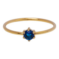 Charmin's Goudkleurige Ring Rond Donkerblauw Steentje Crystal R1708 &ndash; Chique Contrast