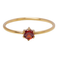 Charmin's Goudkleurige Ring Rond Ruby Rood Steentje Crystal R1706 &ndash; Glamour Touch