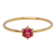 Charmin's Goudkleurige Ring Rond Roze Steentje Crystal R1705 &ndash; Zoet &amp; Chic