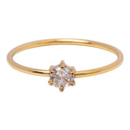 Charmin's Goudkleurige Ring Rond Wit Steentje Crystal R1703 &ndash; Klassieke Sprankel
