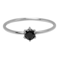 Charmin's Stalen Ring Rond Zwart Steentje Crystal R1702 &ndash; Stoer &amp; Stijlvol