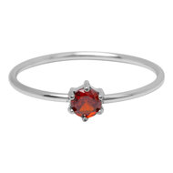 Charmin's Stalen Ring Rond Ruby Rood Steentje Crystal R1696 &ndash; Vurig Accent