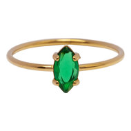 Charmin's Goudkleurige Ring met Ellipsvormig Donkergroen Kristal R1691&ndash; Natuurlijk Chic