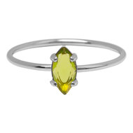 Charmin's Stalen Ring met Ellipsvormig Lichtgroen Kristal Steentje R1680 &ndash; Natuurlijke Touch