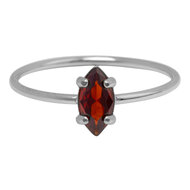 Charmin's Stalen Ring met Ellipsvormig Ruby Rood Kristal Steentje R1676 &ndash; Diep en Elegant