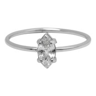 Charmin's Stalen Ring met Elipsvormig Wit Kristal Steentje R1673 &ndash; Tijdloze Elegantie