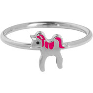 KIDZ Kinderring Staal Paardje met Roze Manen KR146 &ndash; Elegant en Klassiek