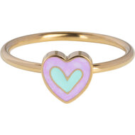 KR179 Heart Gold steel with lilac and blue Children&#039;s ring