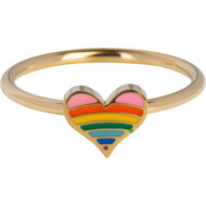 KR181 Hartje Goudkleurig Staal Met Regenboog Kleuren Kinderring 