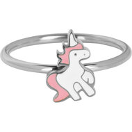 KIDZ Children&#039;s Ring Steel with Pink and White Unicorn KR196 &ndash; Cute and Stylish