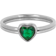 Charmin's Steel Double Ring with Dark Green Heart R1517 &ndash; Timeless love